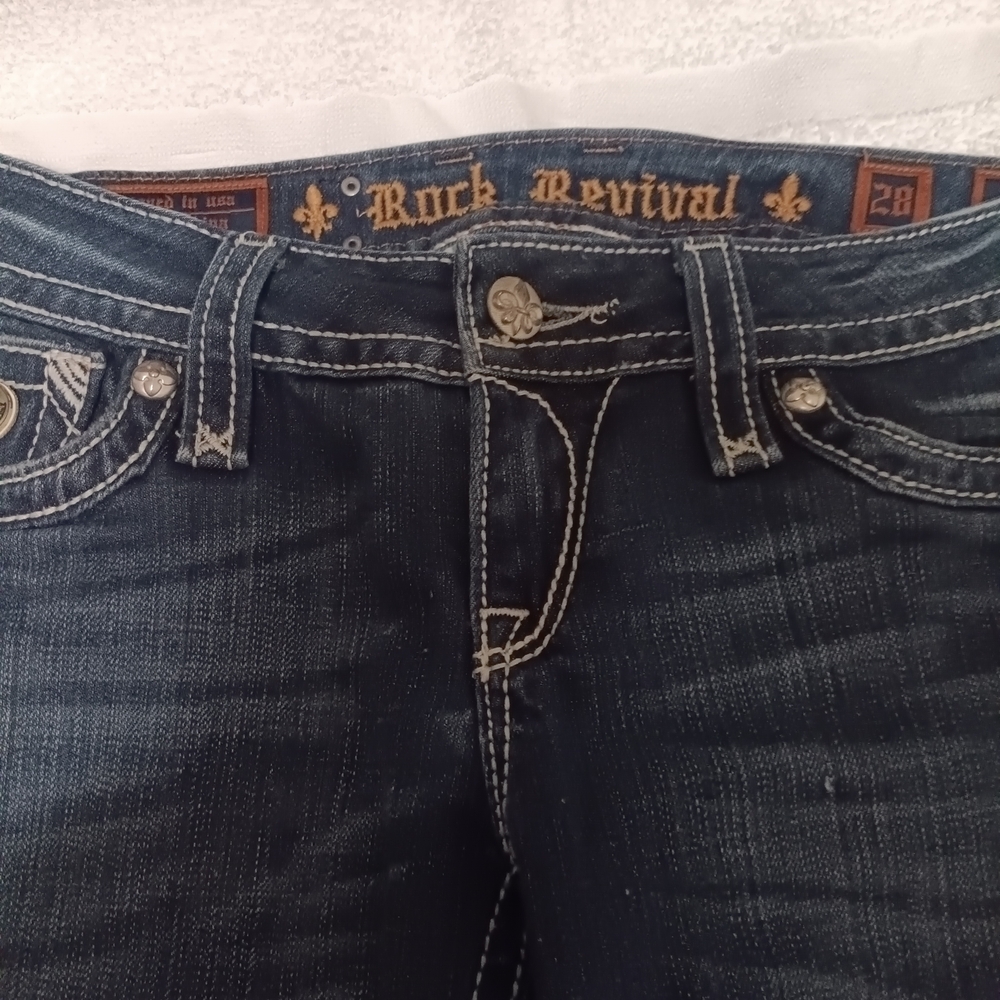 Rock & Candy Blue Jeans with Gold Stitching and Relaxed Fit